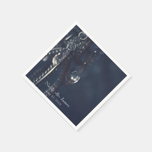 Moody Blue Crystal Chic Hochzeitsempfang Serviette (Ecke)