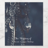 Moody Blue Crystal Romantische Hochzeitsfeier Weinetikett (Einzelnes Label)