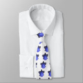 Moody Blue Dripping Daffodil Floral Krawatte (Gebunden)
