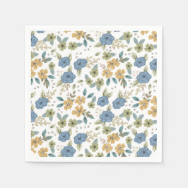 Moody Blue Floral Party Paper Napkin Serviette
