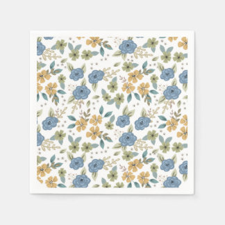 Moody Blue Floral Party Paper Napkin Serviette