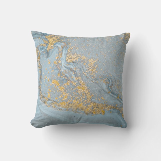 MOODY BLUE GOLD LUXE MARBLE CUSHION KISSEN (Vorderseite)
