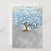 Moody Blue Gray Silver Heart Leaf Tree Wedding Einladung (Rückseite)