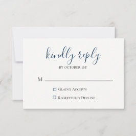 Moody Blue Metallic Wedding RSVP Card Karte