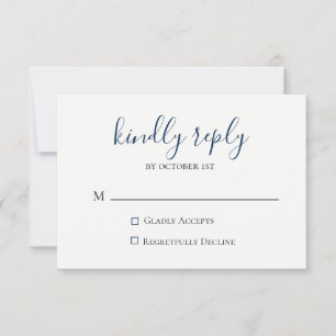 Moody Blue Metallic Wedding RSVP Card Karte