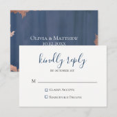 Moody Blue Metallic Wedding RSVP Card Karte (Vorne/Hinten)
