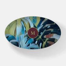 Moody Blue Monstera Verlasse Botanische Monogramm