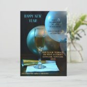 Moody Blue New Year Champagne Flute Einladung (Stehend Vorderseite)