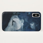 Moody blue night sky full moon hare Silhouette Case-Mate iPhone Hülle (Rückseite (Horizontal))