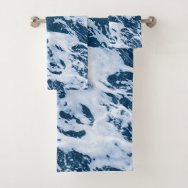 Moody Blue Ocean Waves Badhandtuch Set