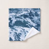 Moody Blue Ocean Waves Badhandtuch Set (Waschlappen)