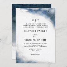 Moody Blue Watercolor Classic Elegante Wedding