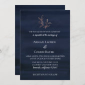 Moody Blue Watercolor Einladung zur Hochzeit (Vorne/Hinten)