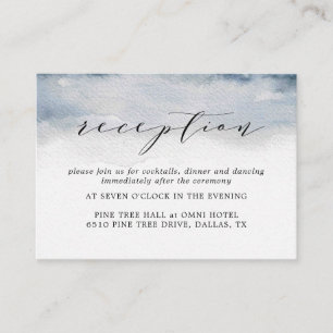 Moody Blue Watercolor Hochzeitskarten Begleitkarte