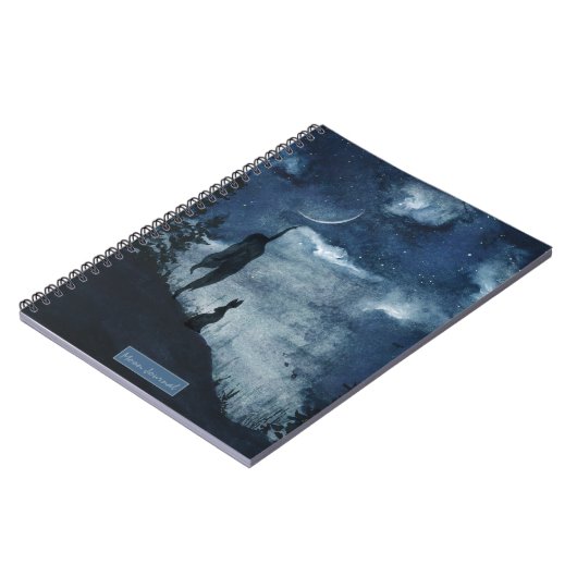 Moody blue watercolor moddess personalisiert notizblock (Linke Seite)