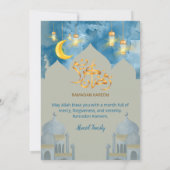 Moody Blue Watercolor Mosque Iftar Dinner Einladung (Rückseite)