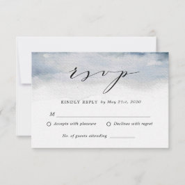 Moody Blue Watercolor Wedding RSVP Antwortkarte Karte