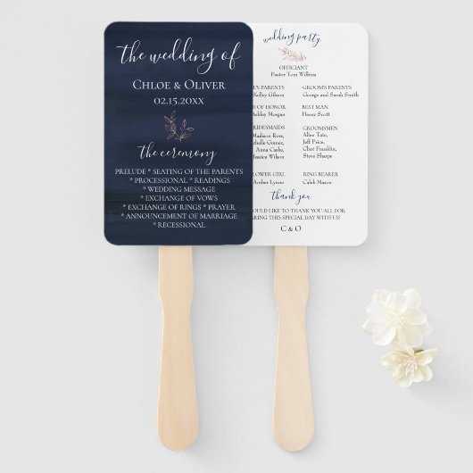 Moody Blue Wedding Program Fächer (Vorne und Hinten)