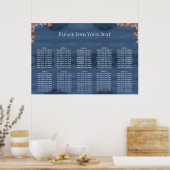 Moody Blue Wedding Seating Chart Poster (Küche)