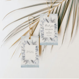 Moody Blue Winter Floral Monogram Wedding Geschenkanhänger