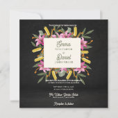 Moody Blush Lily Elegant Romantic Black Wedding Einladung (Vorderseite)