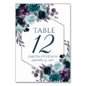 Moody Boho | Aquamarin Türkis Dunkelblume Tischnummer (Rückseite)