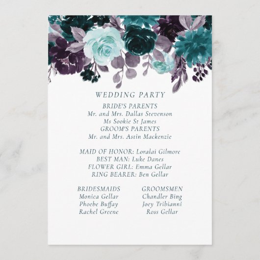 Moody Boho | Aquamarin Türkis und Lila Garland Programm (Rückseite)