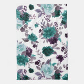 Moody Boho | Aquamarin türkisfarbener Dunkelblüten Geschirrtuch (Vertikal)