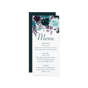 Moody Boho Aquamarin und türkisfarben Menükarte