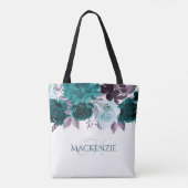 Moody Boho | Aquamarine und Lila Blumengarten Tasche (Rückseite)