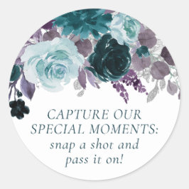 Moody Boho | Aquamarine und Lila Einwegkamera Runder Aufkleber