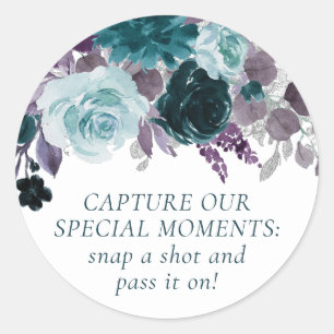 Moody Boho   Aquamarine und Lila Einwegkamera Runder Aufkleber