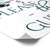 Moody Boho | Aquamarine und Lila Rose Gästebuchunt Poster (Ecke)