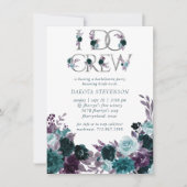 Moody Boho | Aquamarines floral I Crew Brautparty Einladung (Vorderseite)