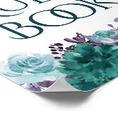 Moody Boho | Aquamarines türkisfarbenes Floral Gue Poster (Ecke)
