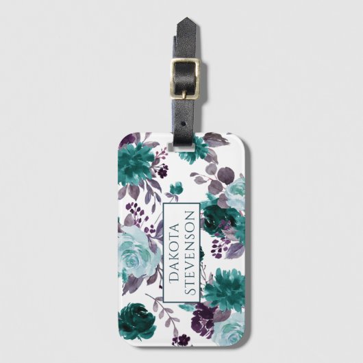 Moody Boho | Aquamarines türkisfarbenes Muster Gepäckanhänger (Vorderseite Vertikal)