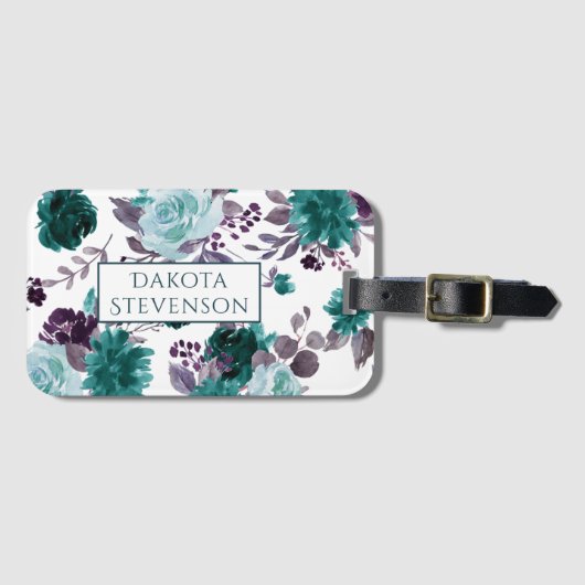 Moody Boho | Aquamarines türkisfarbenes Muster Gepäckanhänger (Vorderseite (Horizontal))