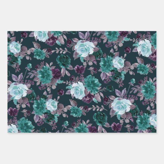 Moody Boho | Aquamarines türkisfarbenes Muster Geschenkpapier Set (Vorderseite 3)