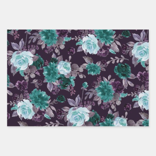 Moody Boho | Aquamarines türkisfarbenes Muster Geschenkpapier Set (Vorderseite 2)