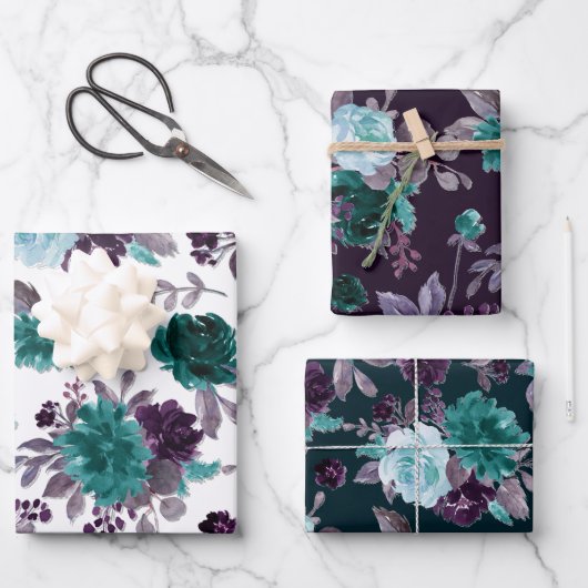 Moody Boho | Aquamarines türkisfarbenes Muster Geschenkpapier Set (Vorderseite)