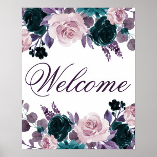 Moody Boho   Aubergine Lila Blumen Quinceanera Poster