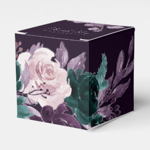Moody Boho Dark Eggplant Lila und Aquamarin Bouq Geschenkschachtel