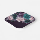 Moody Boho | Dark Eggplant Lila und Aquamarin Bouq Pappteller (Gewinkelt)