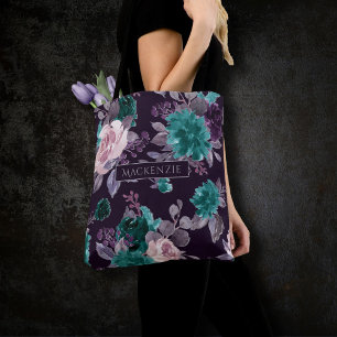 Moody Boho   Dark Eggplant Lila und Aquamarin kund Tasche
