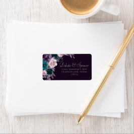 Moody Boho | Dark Eggplant Paarse Rozen Adres Adressaufkleber
