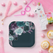 Moody Boho | Deep Aquamarin und Eggplant Lila Bouq Pappteller (Party)