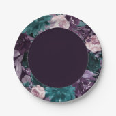 Moody Boho | Dunkle Augpflanze, Lila und Aquamarin Pappteller (Vorderseite)