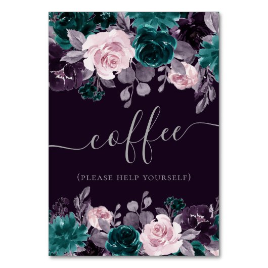 Moody Boho | Dunkle Eggplant Lila und Aquamarine L Tischnummer (Rückseite)