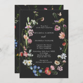 Moody Boho Dutch Blume & Butterflies Wedding Einladung (Vorne/Hinten)