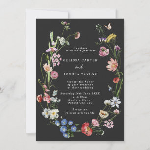 Moody Boho Dutch Blume & Butterflies Wedding Einladung